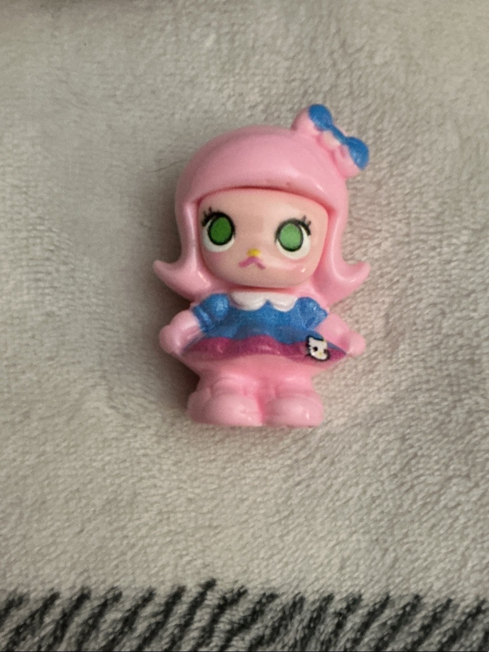Cute Pink Doll Figurine with Blue Outfit - Kids Toy